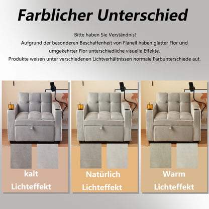 3-in-1extendable single sofa bed with beverage rack and phone holder,sofa bed,chair,perfect for small rooms,83*167*76 cm - Kimlud