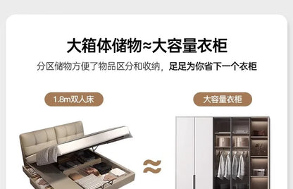 Storage Leather Double Bed Modern Minimalist Frame Luxury Double Bed Cheap Storage Camas Matrimoniales Bedroom Furniture...
