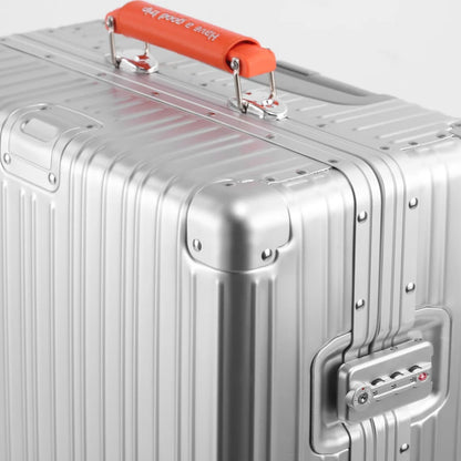 New All Aluminum-magnesium Alloy Suitcase with Spinner Wheel TSA Lock Leather Handle 20/24/29'' Travel Case Bag Rolling Luggage