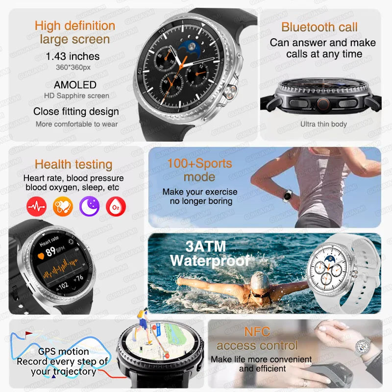 Watch 8 Ultra Classic GPS SmartWatch Compass NFC Men AMOLED Call Chat GPT Watches 3ATM Waterproof Sports Fitness Ms. Smartwatch