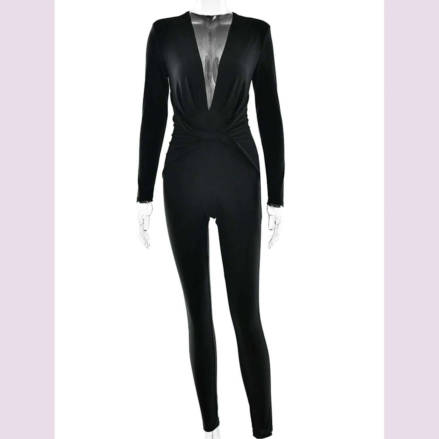 Sexy black satin bodycon jumpsuit women pants summer one pieces romper jumpsuit woman elegant long sleeve jumpsuits club outfits