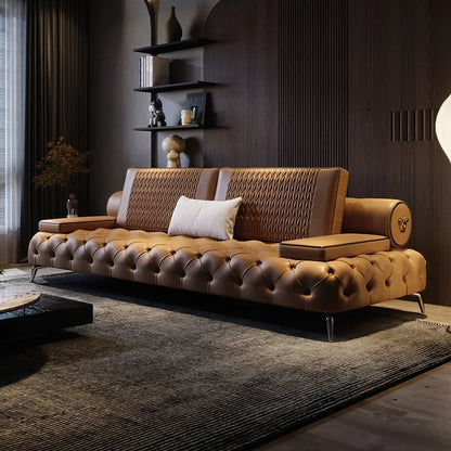 Armrest Large Filler Sofas European Brown Wood Modern Floor Salon Couch Recliner Luxury Nordic Divano Soggiorno Home Furniture - Kimlud