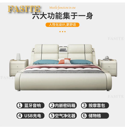 Modern Simple Massage Bed Luxury Water Proof Design Bedframe Double Bed Smart White Nordic Furniture | Kimlud Luxury Bed