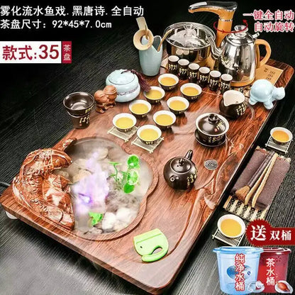 Luxury Rectangle Tea Tray Hospitality Ceremony Serving Accessories Drainage Tea Tray Chinese Kung Fu Bandejas Home...