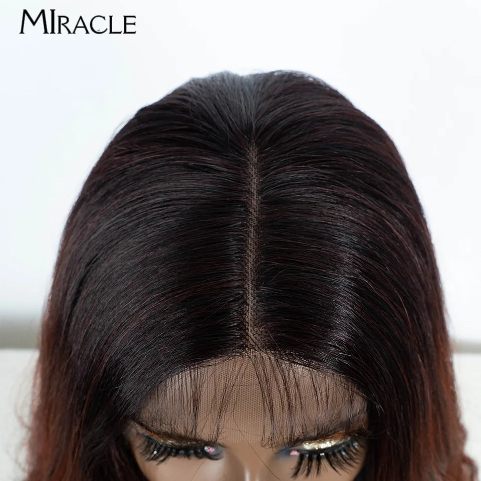 MIRACLE Synthetic 34 Inch Lace Front Wig for Women Ombre Blonde Loose Wave Wigs Famale Cosplay Wig Long Lace Wigs Wavy Fake Hair