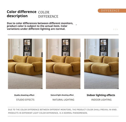 Vacuum-Compressed Modular Sofa, Wabi-Sabi Sherpa Fabric Sectional with High-Elastic Foam, Cream Mid-Century Style, Space...