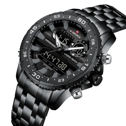NAVIFORCE Fashion Brand Black Gold Men Watch Fashion Luxury Quartz Wrist Watches Sport Waterproof Stainless Steel Strap NF9234 - Kimlud