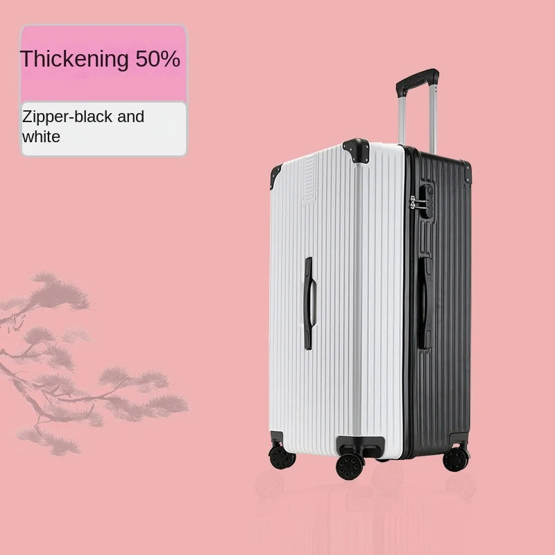 Oversized 28/50/70/80-inch Suitcase Aluminum Frame Suitcase on Wheels Large capacity Leather Luggage with Combination Lock