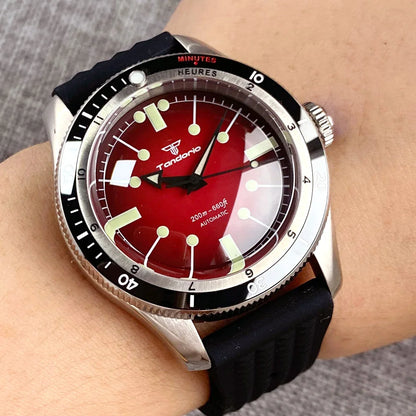 Tandorio Vintage 20ATM Dive Swim Watches Domed Sapphire Black White NH35 PT5000 40mm Automatic Mechanical Men Watch Luminous New