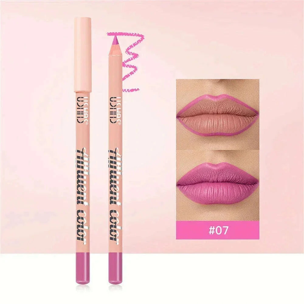8 Color Nude Purple Matte Lipstick Pencil Long-lasting Waterproof Pink Plumping Stain Lip Liner Pro Lip Contour Makeup Tool