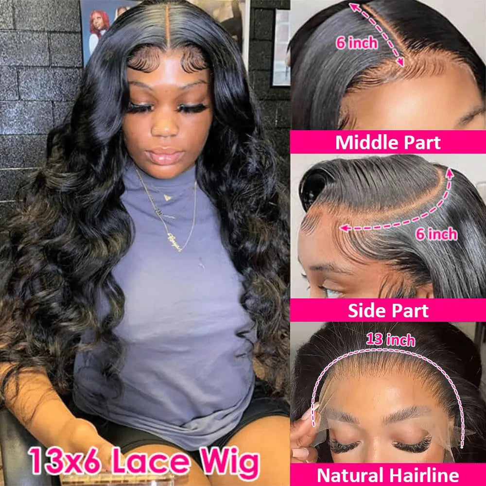 13x6 Lace Front Wigs Human Hair 250 Density Hd Body Wave Lace Frontal Human Hair Wigs For Women Glueless Pre Plucked Black Wig