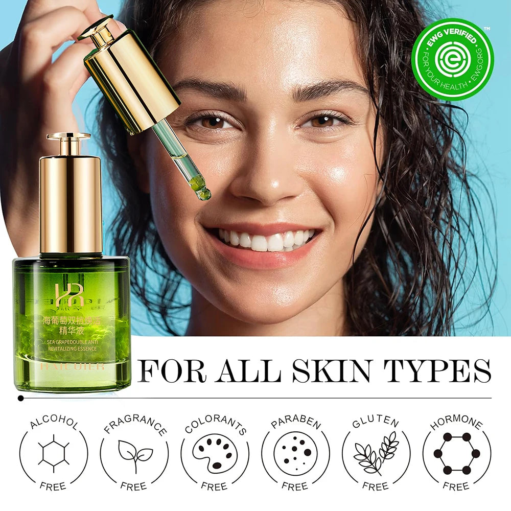 Sea Grape Collagen Peptide Double Anti Revitalizing Essence Oil Skin Care Moisturizing Brighten Anti-Aging Firming Face Serum