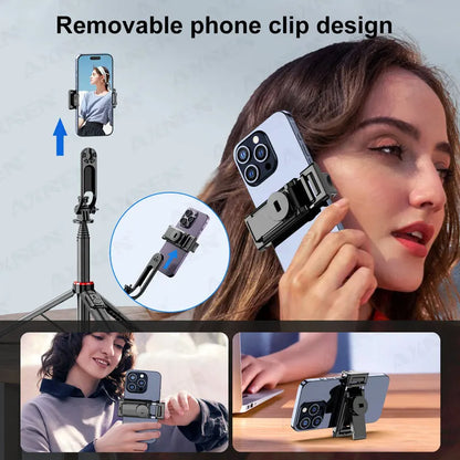 C12D/C13D Tripod for Phone and Action Camera Gopro Stand with Fill Light Remote Control for Mobile Vlog Shooting Live Recording