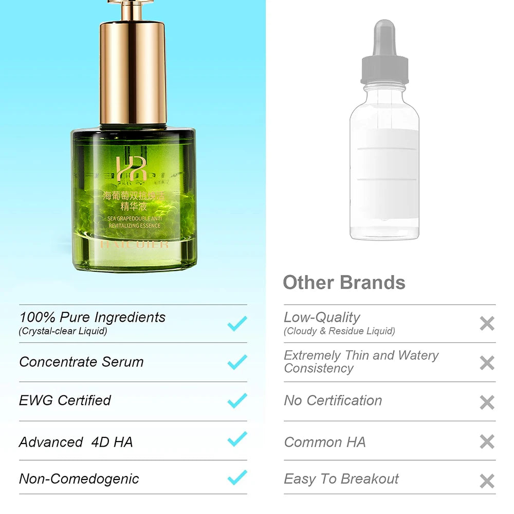 Sea Grape Collagen Peptide Double Anti Revitalizing Essence Oil Skin Care Moisturizing Brighten Anti-Aging Firming Face Serum