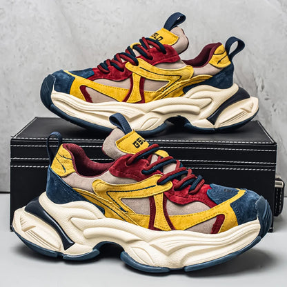 Lacing up Men's and Women's Couple Sport Shoes 2025 Thick Sole Luxury Design Casual Retro Dirty Casual Sneakers Breathable Upper - Kimlud