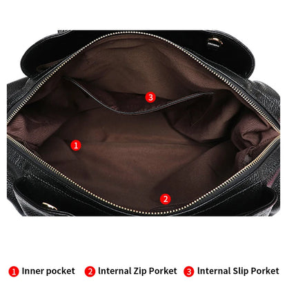 Aidrani Light Luxury Genuine Leather Women's Bag with Crocodile Pattern Large Capacity Women's Handbag Black Commuter Multi func