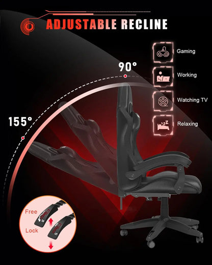 Gaming Chair with RGB LED Lights, High Back Ergonomic Computer Gamer Chair