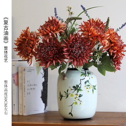 Chinese ceramic vase ornament, living room entrance floral art, home hydroponics creative simple round housewarming gift flower