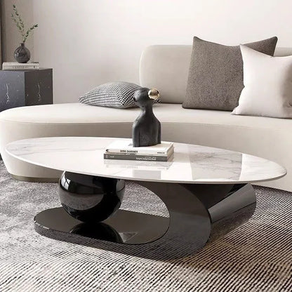 -Rock Slab Light Luxury Coffee Table Modern Minimalist Home Small House Italian Living Room Designer Oval Coffee Table Table - Kimlud