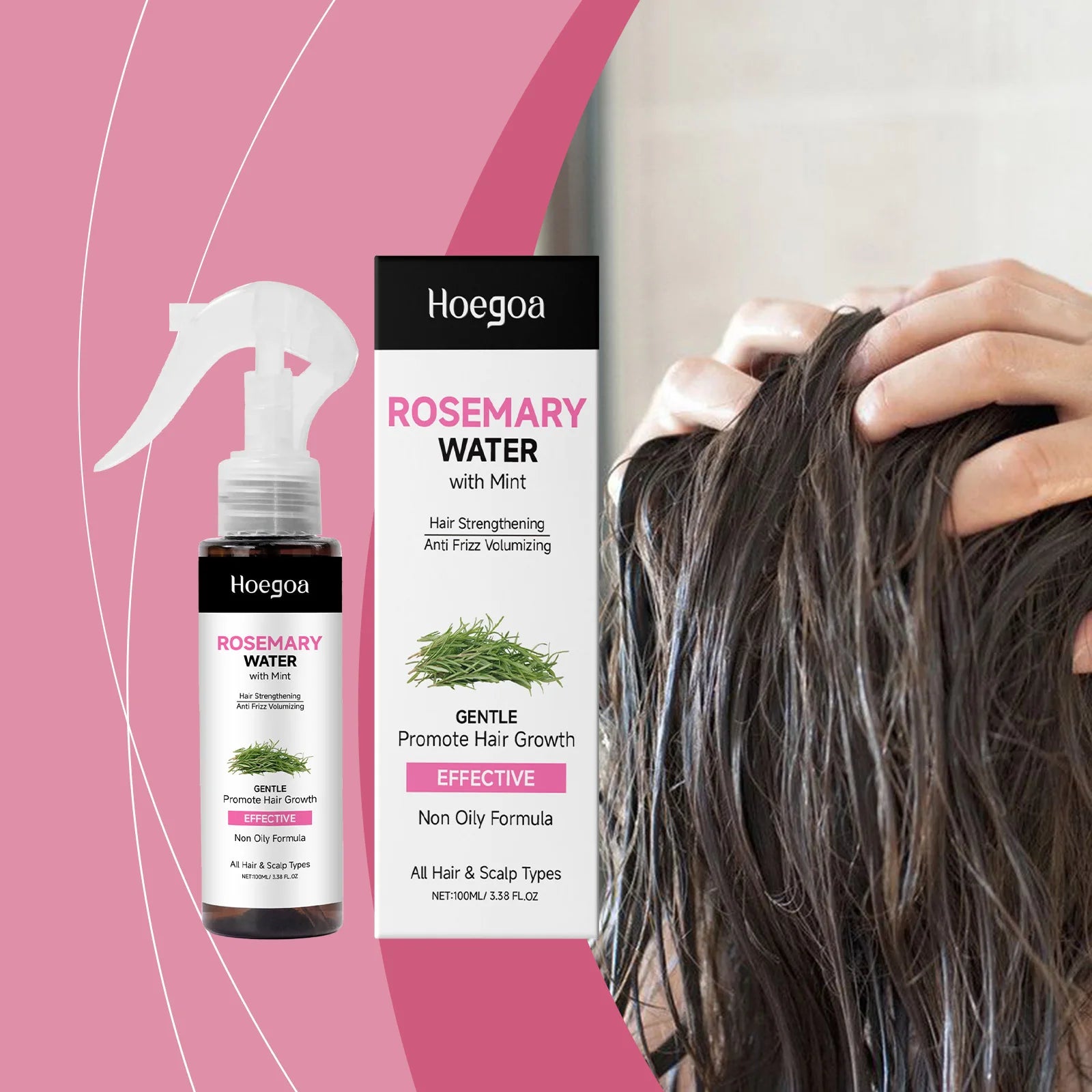 Rosemary Mint Hair Care Spray for Smoothing Straight & Curly Hair Nourishing Adding Shine Moisturizing & Hair Protection