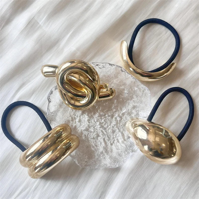 2024 New Simple U-shaped Matal Hair Rope Advanced Design Sense Gold Elastic Hair Bands Hair Accessories For Women
