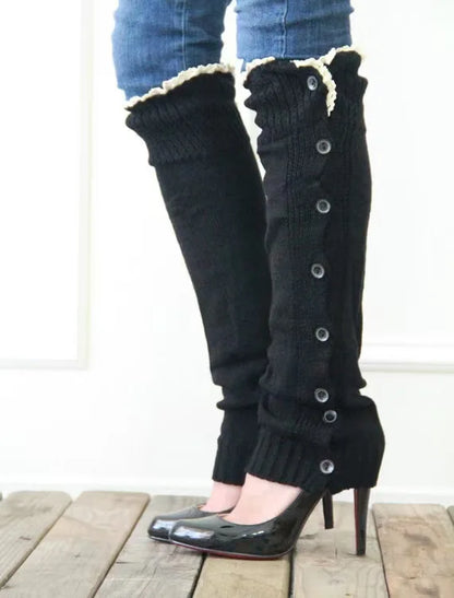 Women's Leg Guards Autumn and Winter New Lace Lace Buttons Warm Long Jk Stacking Socks Cover Boot Cover