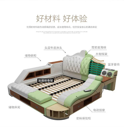 Headboard Storage Double Bed Queen Drawers King Size Smart Bed Luxury Princess Modern Letto Matrimoniale Bedroom...