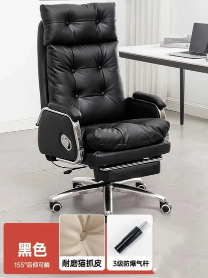 Leather Wheel Office Chair Adjustable Comfortable Modern Ergonomic Chair Mobile Computer Designer Silla Oficina Salon FurnitureY - Kimlud