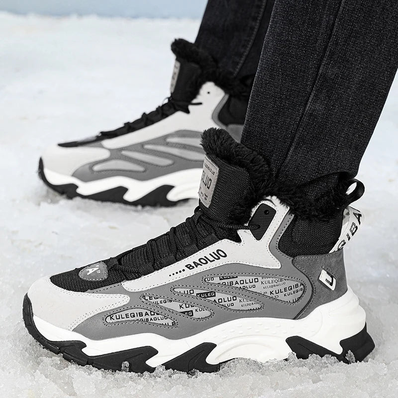Men's Thermal Waterproof Winter Boots - Non-Slip Plush Lined Snow Sneakers for Cold Weather