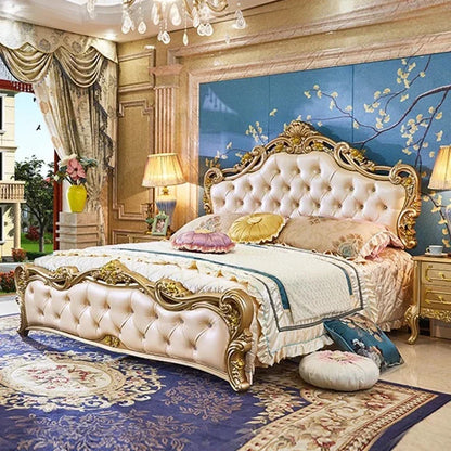 Large Princess Master Bedroom Set Double Villa High Luxury Human Bedroom Set Wooden Sleeping Letti E Mobili Nordic Furniture - Kimlud