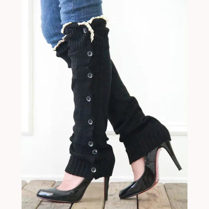 Women's Leg Guards Autumn and Winter New Lace Lace Buttons Warm Long Jk Stacking Socks Cover Boot Cover