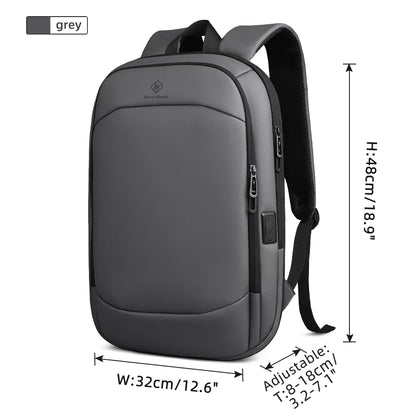 HK Business Backpack for Men 17 Inch Laptop Backpack with USB Port Slim Expandable Waterproof Travel Bag Large Work Computer Bag