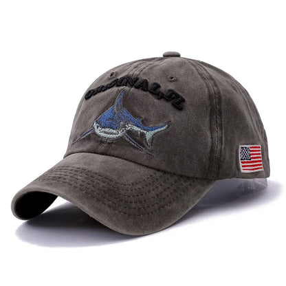 2025 New High Quality Wash Cotton America Flag Shark Men's Baseball Cap Women Snapback Hats For Men Bone Hip Hop  Dad Hat Gorras