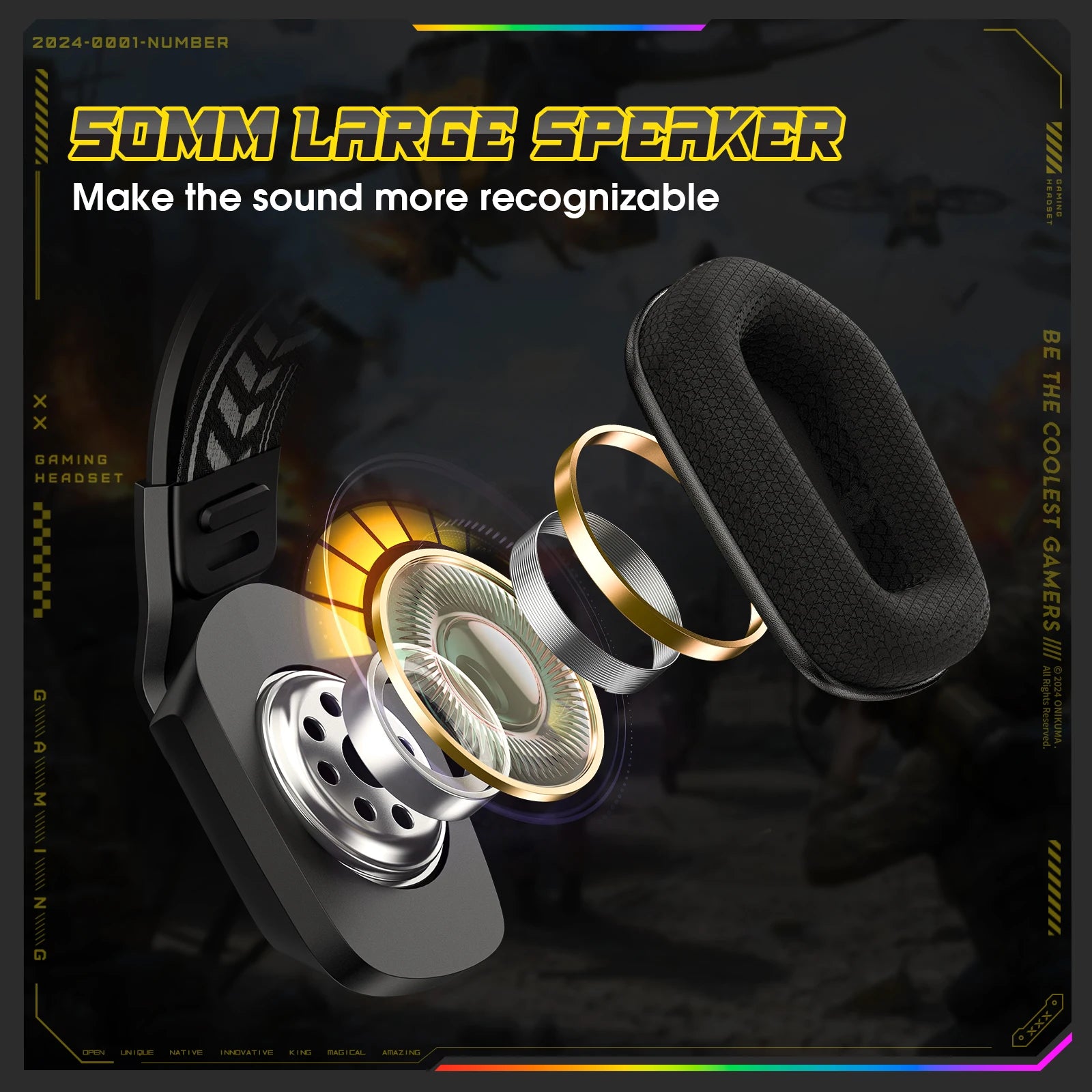 ONIKUMA X13 Wired Headphone with Mic RGB Gaming Headset Over Ear HIFI Stereo Headsets Gamer Earphones for PC PS5