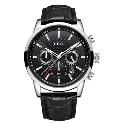 LIGE Watches Men 2025 Top Brand Luxury Casual Leather Quartz Men Watch Man Business Clock Male Sport Waterproof Date Chronograph
