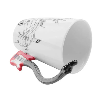 ABAH-Creative Music Style Guitar Mug Coffee Tea Milk Stave Cups With Handle Coffee Mug Novelty Gifts Red Guitar Black |...