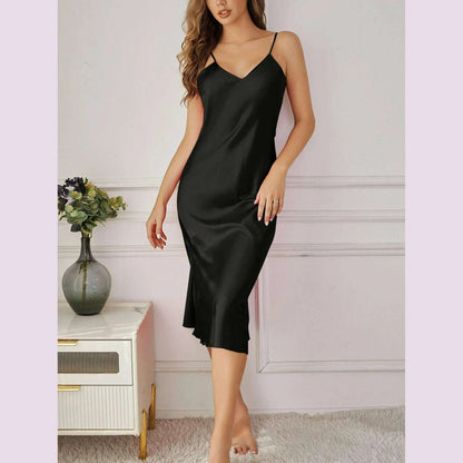 Women's Soft Satin Camisole Elegant Sheer Sleepwear Luxury Nightdress Lightweight Loungewear All-Season