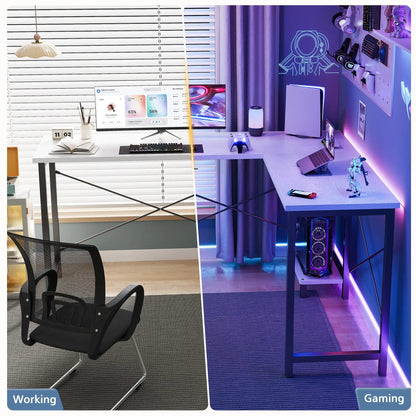 JHK 50 Inch L Shaped Desk Computer Gaming Desks Corner Office Table with CPU Shelf for Home Study Writing Work Station for Offic