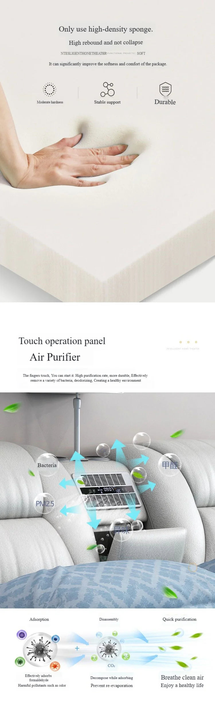 Modern Luxury Bedroom Furniture Smart Electric Massage Up-holstered Beds king Size Double Bed Mattress Plus Frame with...