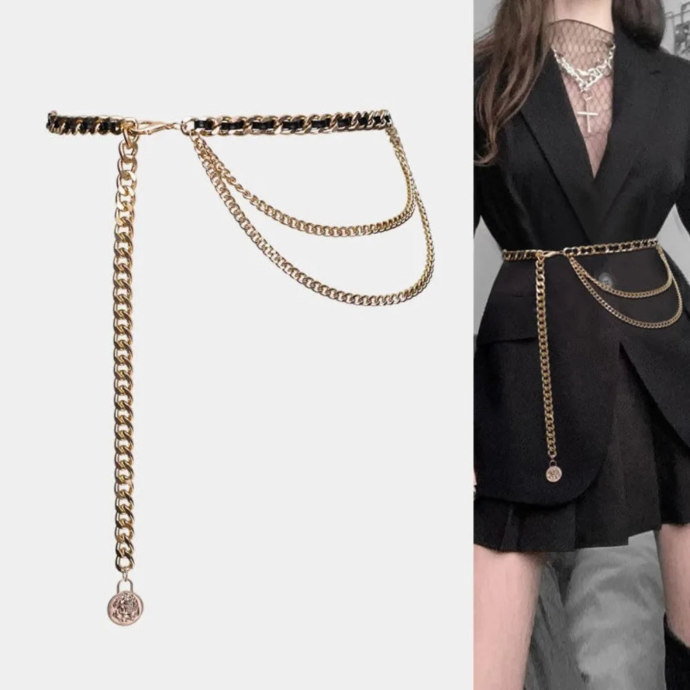 Fashion Metal Waist Chain Chain Strap Rope Adjustable Waist Belt Dress Shirt Decoration Waistband Women Waistband