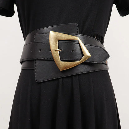 2025 New Fashion PU Elastic force Leather Women Wide Corset Belt Luxury Design Metal Buckle Waist Belt Dress Belt Accessories