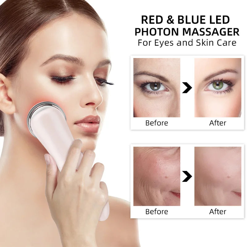 EMS Facial Massager LED Light therapy Sonic Ion Vibration Skin Tightening Face Lifting Anti Wrinkle Beauty Device Skin Care Tool