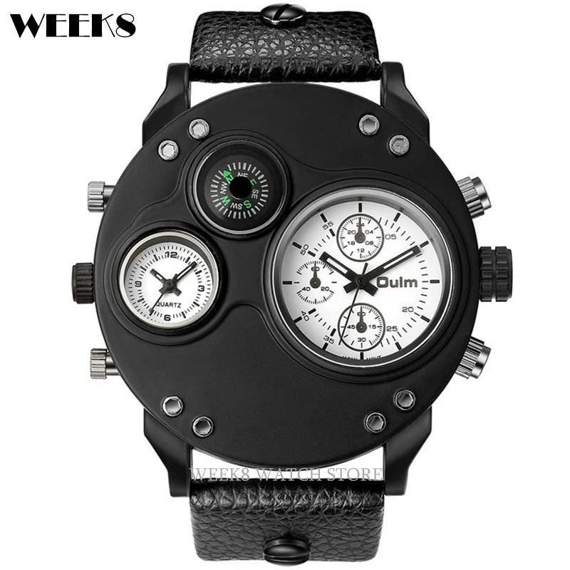 Luxury Sports Watches for Men Top Brand Casual Military Big Dial Cool Man Unique Wristwatch Male Decorative Compass Quartz Clock