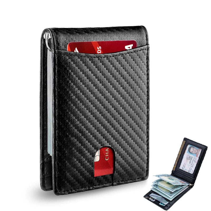 DIENQI Carbon Fiber Rfid Men Wallets Money Bag Slim Thin Card Man Wallet Luxury Male Small Short Purse Bi-fold Vallet Billfold