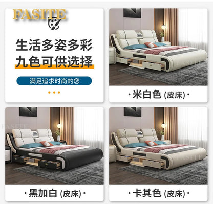 Modern Simple Massage Bed Luxury Water Proof Design Bedframe Double Bed Smart White Nordic Furniture | Kimlud Luxury Bed