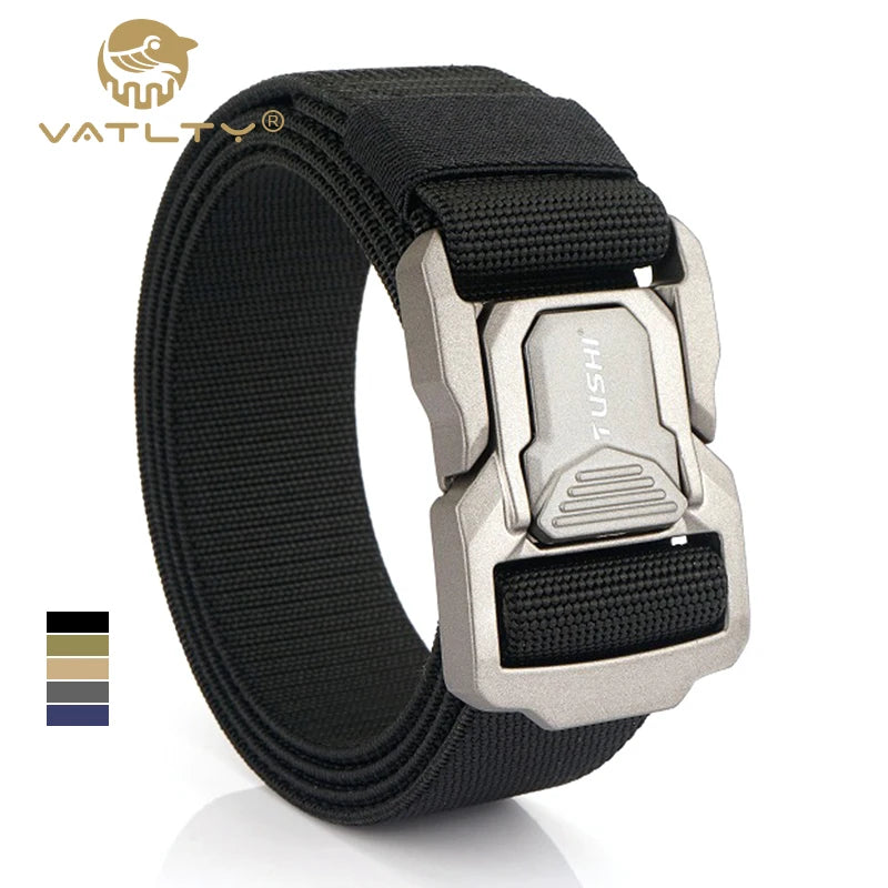 VATLTY 2023 Elastic Belt for Men Aluminum Alloy Quick Release Buckle Unisex Hiking Belt Military Tactical Belt Stretch Girdle