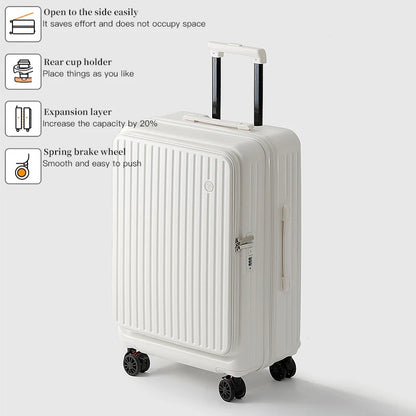 Expandable Hard-Side Trolley Luggage Set with Side Opening - Carry-On & Checked Suitcases, Anti-Shock & Password Lock