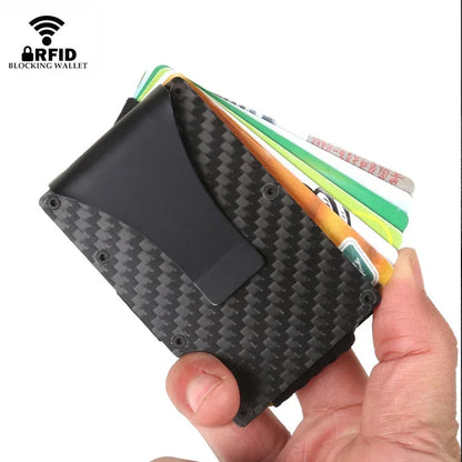 Rfid Carbon Fiber Credit Card Holders Wallets Luxury Men Mini Slim Metal Cardholder Case Magic Thin Male Money Bag Smart Walet