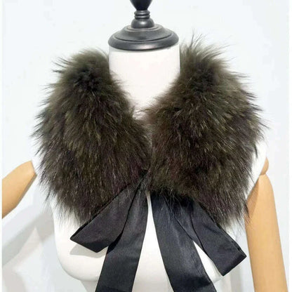 Raccoon Fur Collar Women Winter Coat Hood Decor Furry Fur Collar Fashion Warm Coat Shawl Natural Raccoon Fur Scarf Neck Warmer