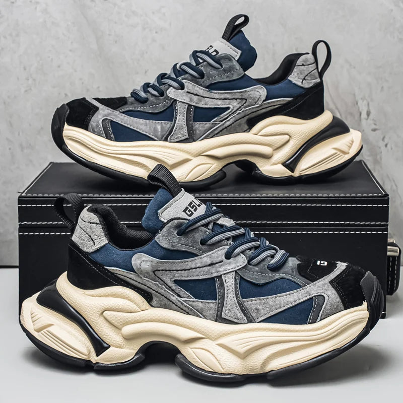 Lacing up Men's and Women's Couple Sport Shoes 2025 Thick Sole Luxury Design Casual Retro Dirty Casual Sneakers Breathable Upper - Kimlud